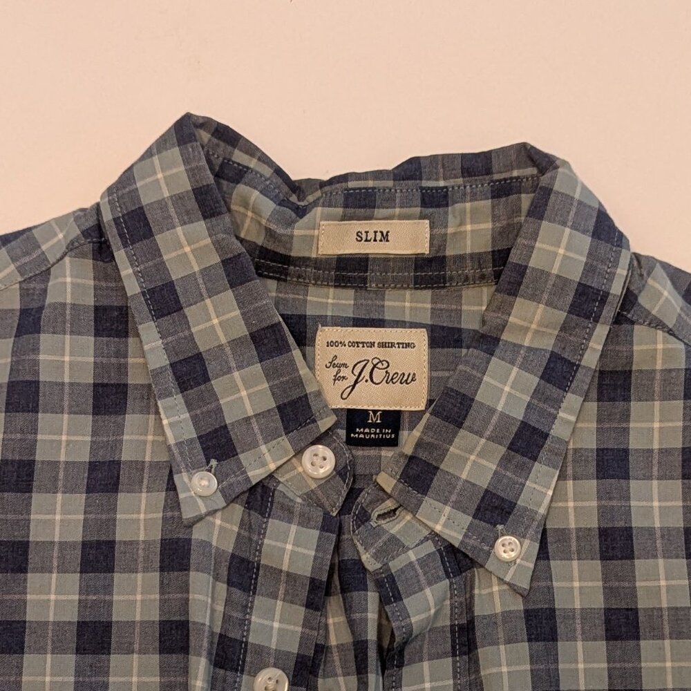 J.Crew Men’s Slim Fit Plaid Oxford Button-Up Shirt (Medium)
